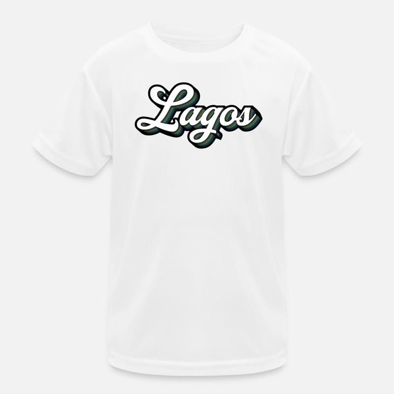 Lagos Schrift mit Farbstreifen Kinder Funktions-T-Shirt