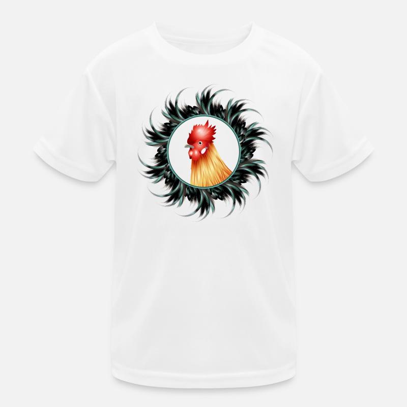 magnificent rooster in feather frame Kids Functional T-Shirt