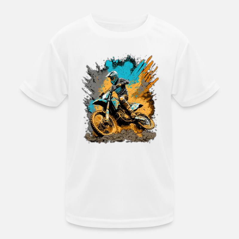 Motocross Action Schlamm Spritzer Kinder Funktions-T-Shirt