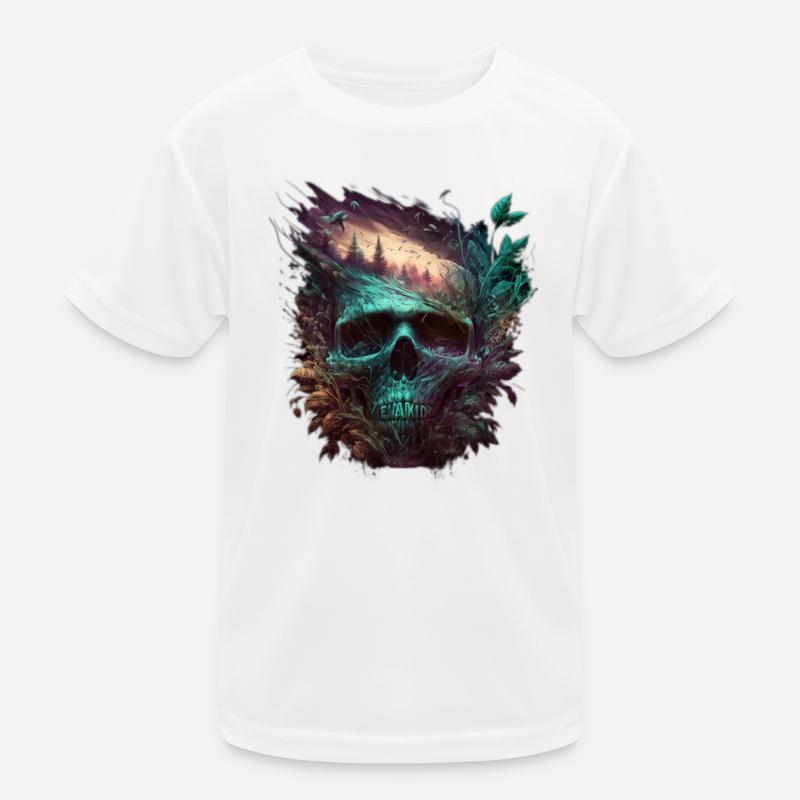 Neon Skull Forest Art Kids Functional T-Shirt