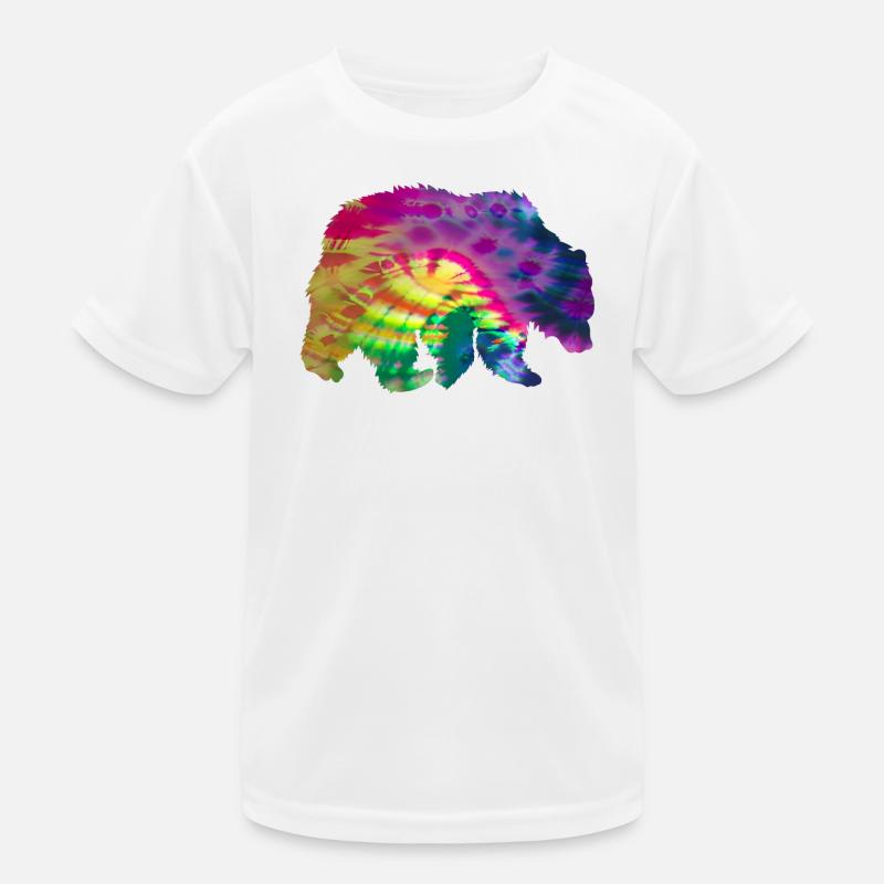 Bär Silhouette Tie Dye Batik Muster Kinder Funktions-T-Shirt