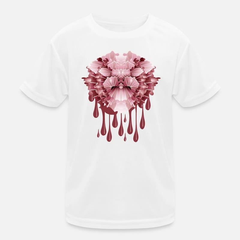 abstrakte rosafarbene Nelke mit Dripping Effect Kinder Funktions-T-Shirt