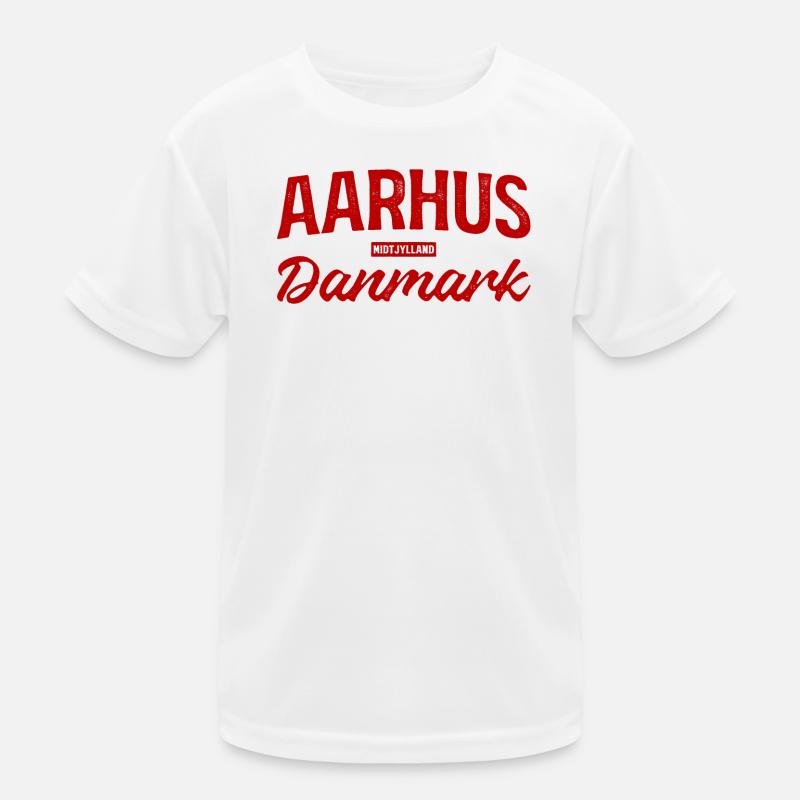 Aarhus Danmark Schriftzug Retro Kinder Funktions-T-Shirt