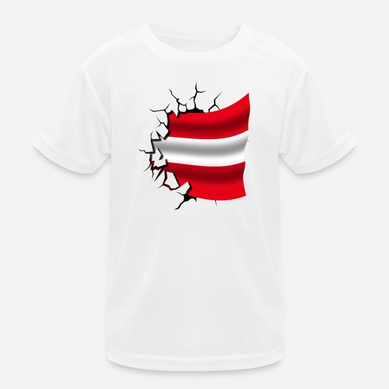 Drapeau de l’Autriche - Autriche - Drapeau Broken Design T-shirt sport Enfant