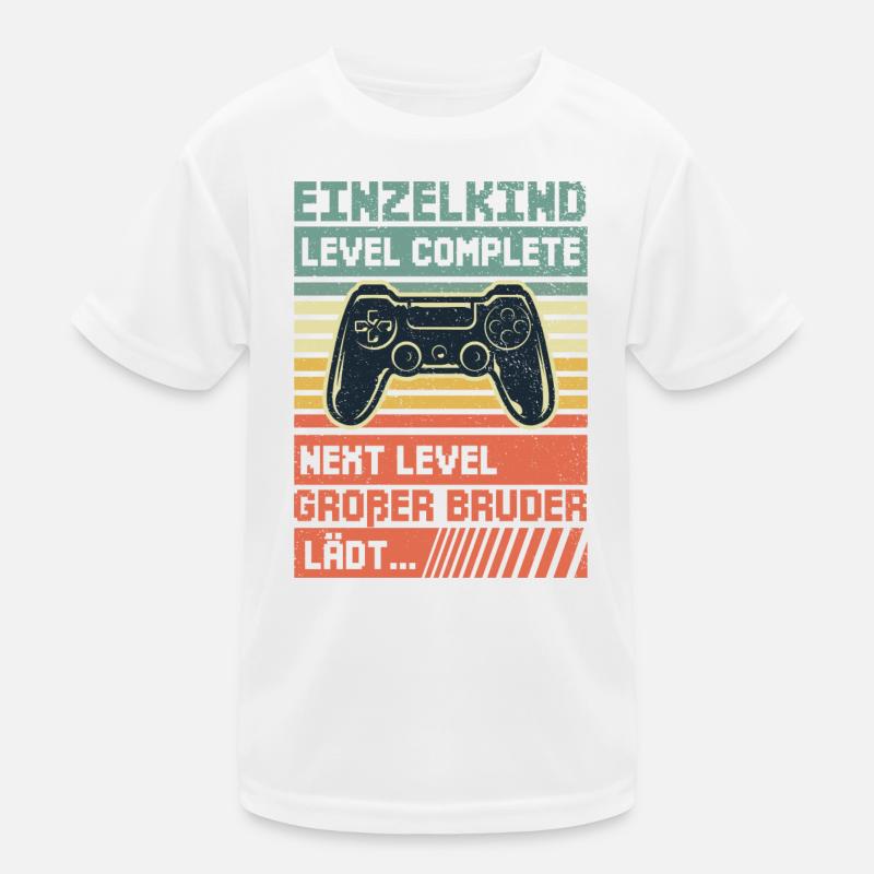 Einzelkind Level komplett Großer Bruder Gamer Kinder Funktions-T-Shirt