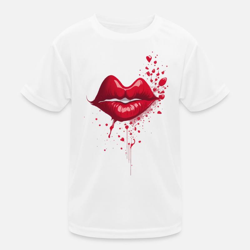 Kussrote Lippen Splash Kinder Funktions-T-Shirt