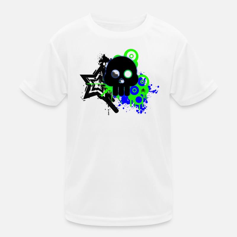 Neon Schädel Spritzer Kinder Funktions-T-Shirt