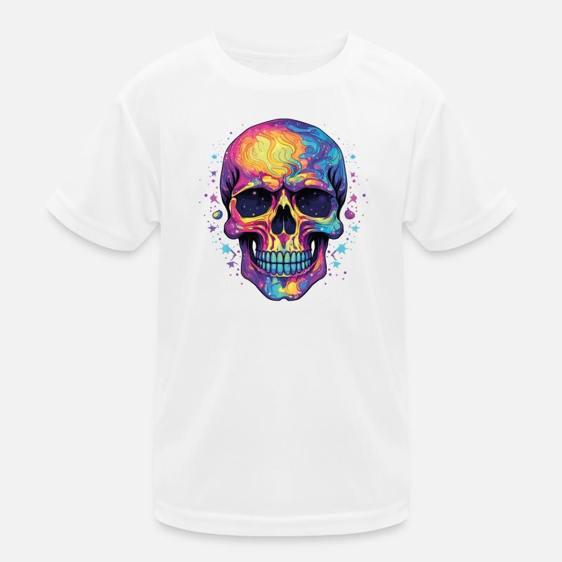 Psychedelisch Neon Schädel Kinder Funktions-T-Shirt