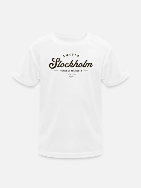 Stockholm Vintage Script Logo - Kinder Funktions-T-Shirt - Weiß
