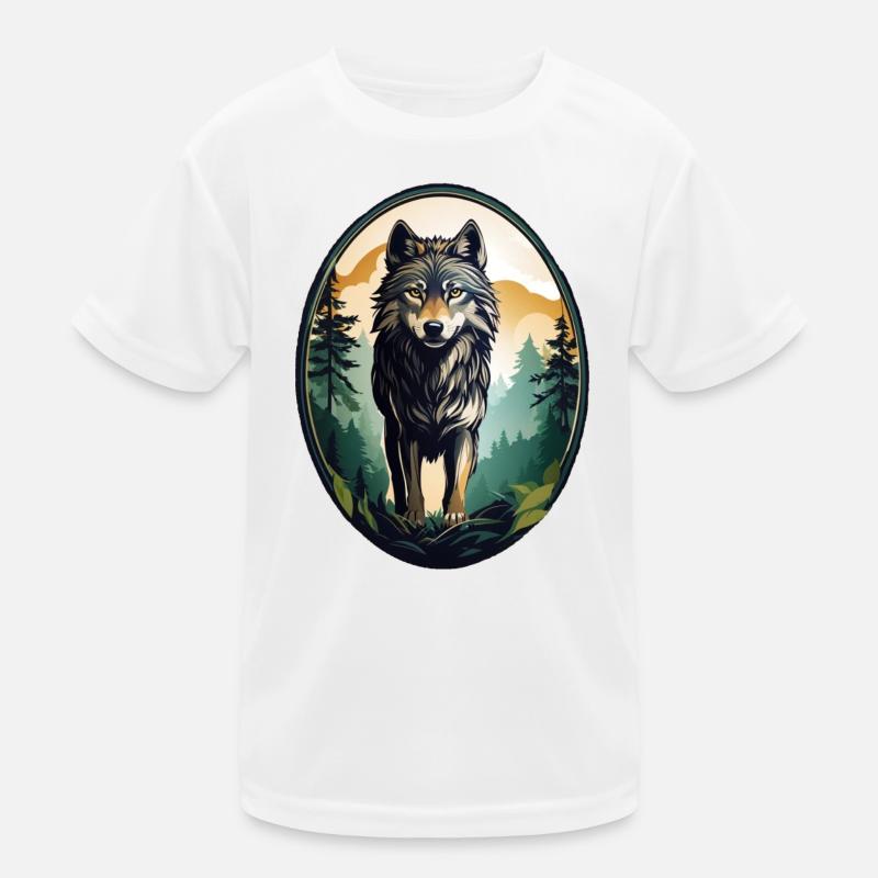 Waldbewohner Wolf Kinder Funktions-T-Shirt
