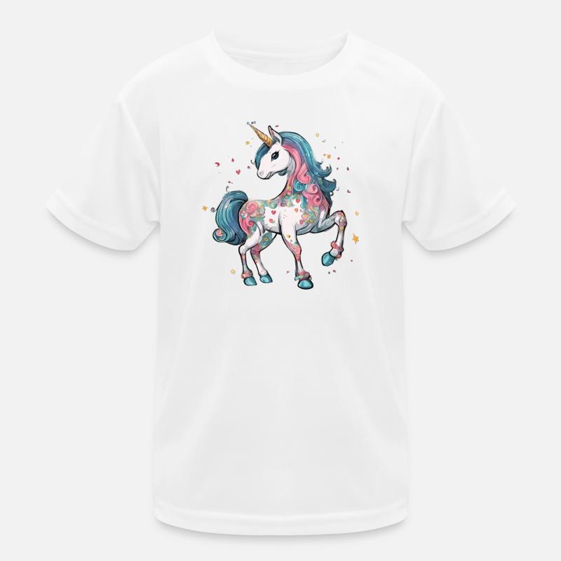 Einhorn - Kinder Funktions-T-Shirt - Weiß