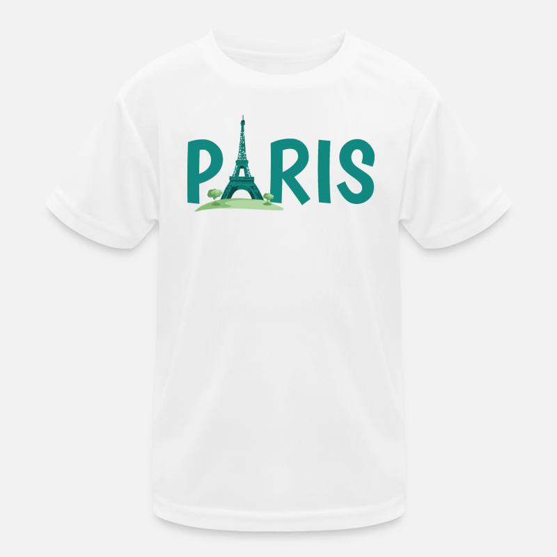 Paris Skyline with Eiffel Tower Illustration Kids Functional T-Shirt