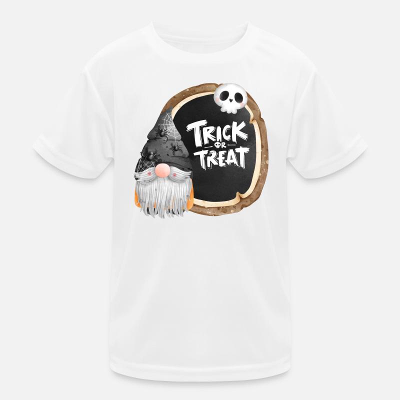 Halloween, Süßes oder Saures, Gnom - Kinder Funktions-T-Shirt - Weiß
