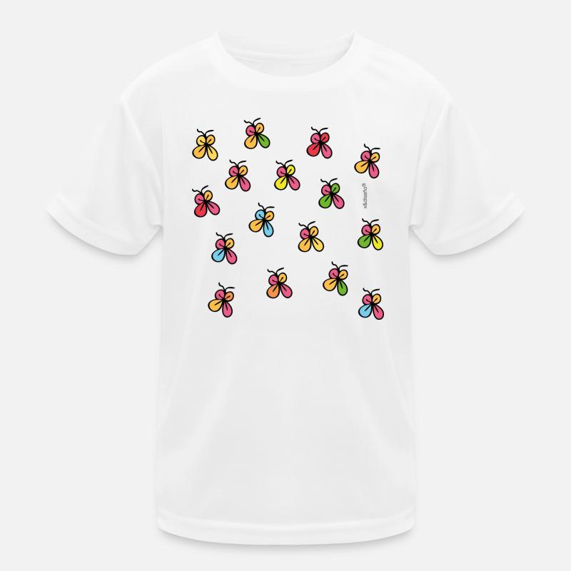 Neonschmetterlinge in schwarzer Silhouette Kinder Funktions-T-Shirt