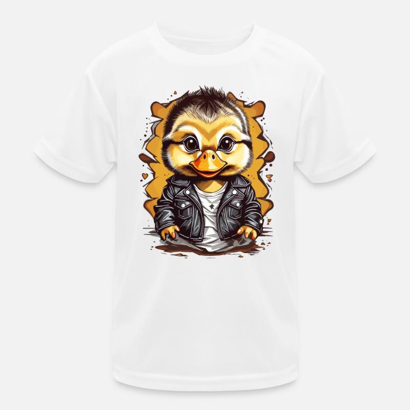 Cute duck with leather jacket Kids Functional T-Shirt