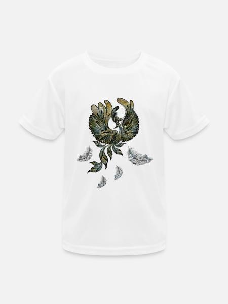 Eleganter Pfau in grünen Farben. - Kinder Funktions-T-Shirt - Weiß - Vorne