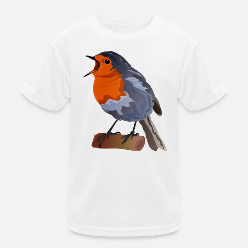 Robin Bird Illustration über Textil Kinder Funktions-T-Shirt