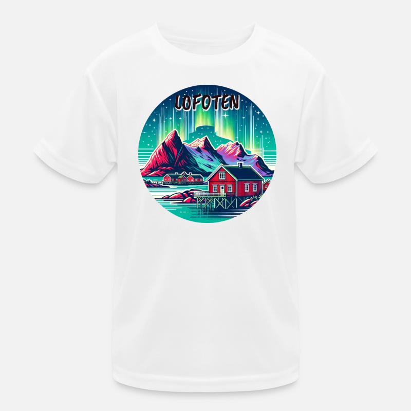 Lofoten Norway Northern Lights Kids Functional T-Shirt