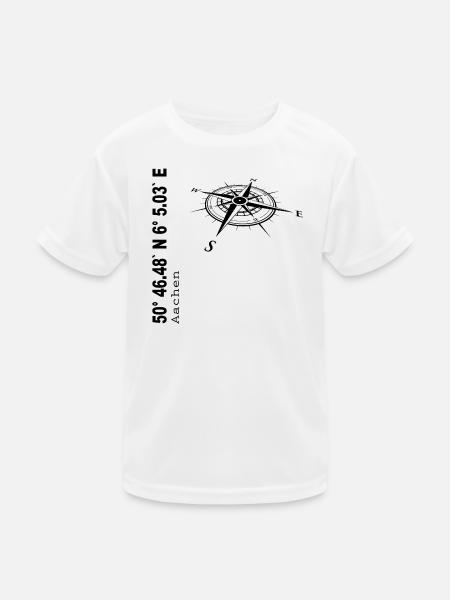 Koordinaten Aachen - Kinder Funktions-T-Shirt - Weiß