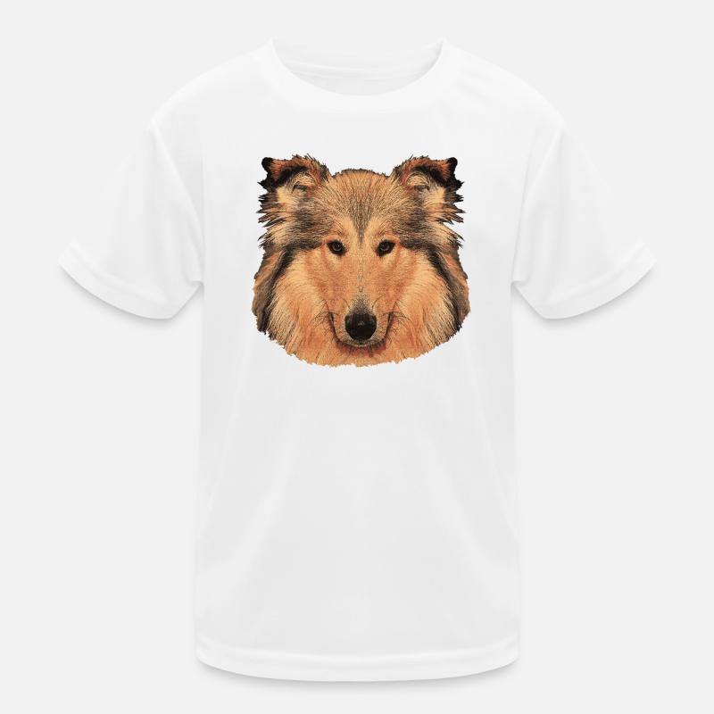 hunde tees mädchen, langhaar collie - Kinder Funktions-T-Shirt - Weiß