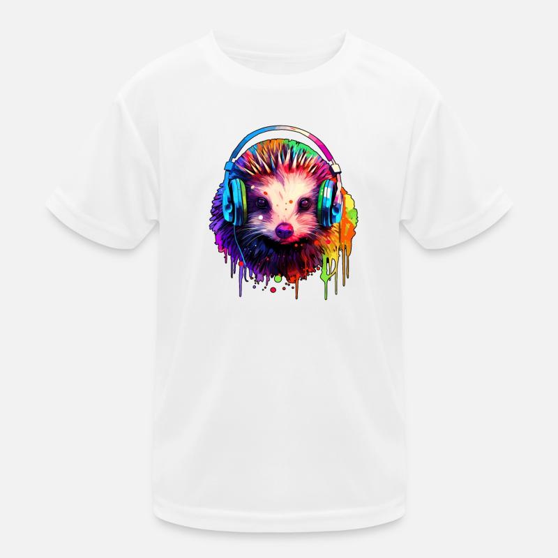 Igel mit Kopfhörer Musik Braunbrustigel Kinder Funktions-T-Shirt