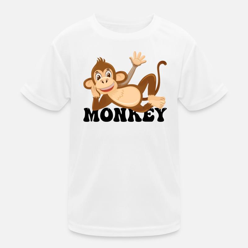 Cheerful Monkey Lounge Illustration Kids Functional T-Shirt