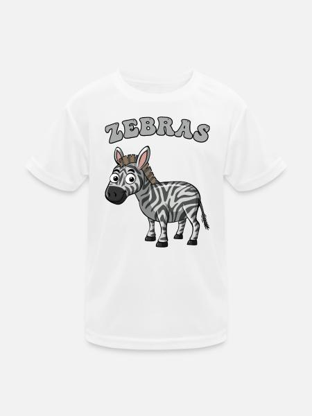 zèbre pop art dessin animé sur noir - T-shirt sport Enfant - blanc - Devant