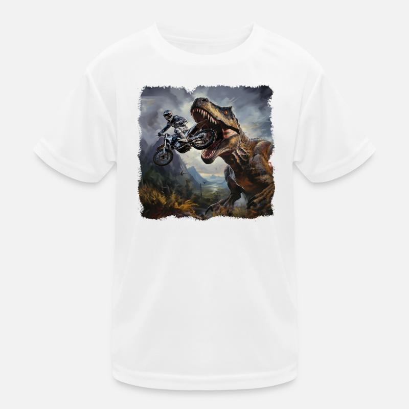 T Rex Motorradfahrer Kinder Funktions-T-Shirt