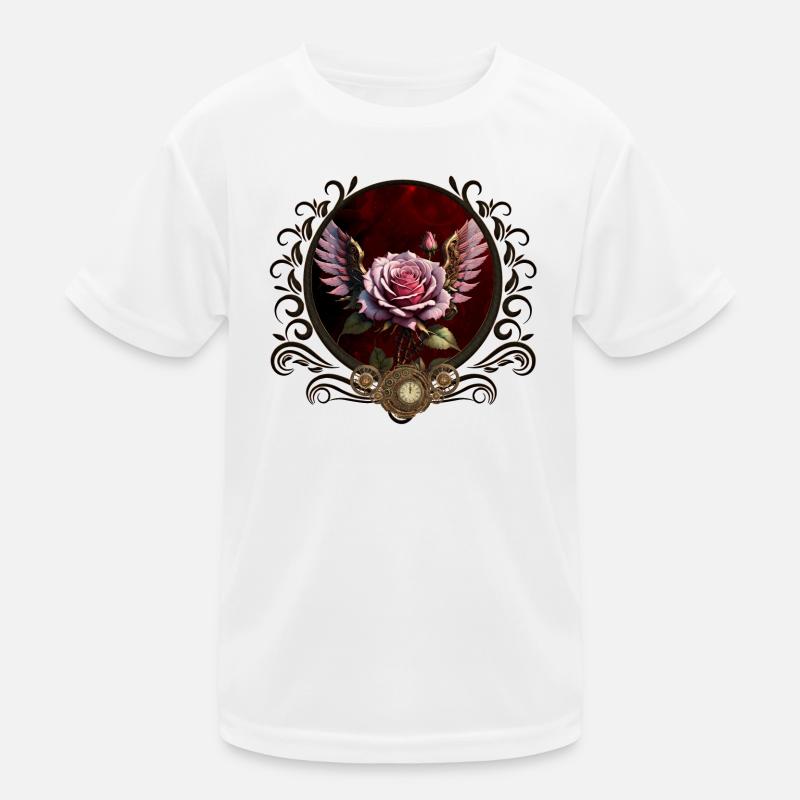Wunderbare Steampunk-Rose mit Flügeln. Kinder Funktions-T-Shirt