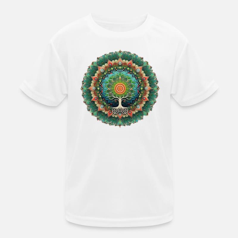 Mandala Baum des Lebens Bunt - Kinder Funktions-T-Shirt - Weiß