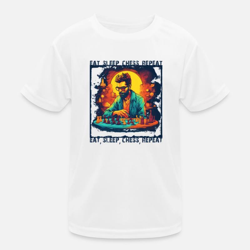 EAT SLEEP CHESS REPEAT Kids Functional T-Shirt