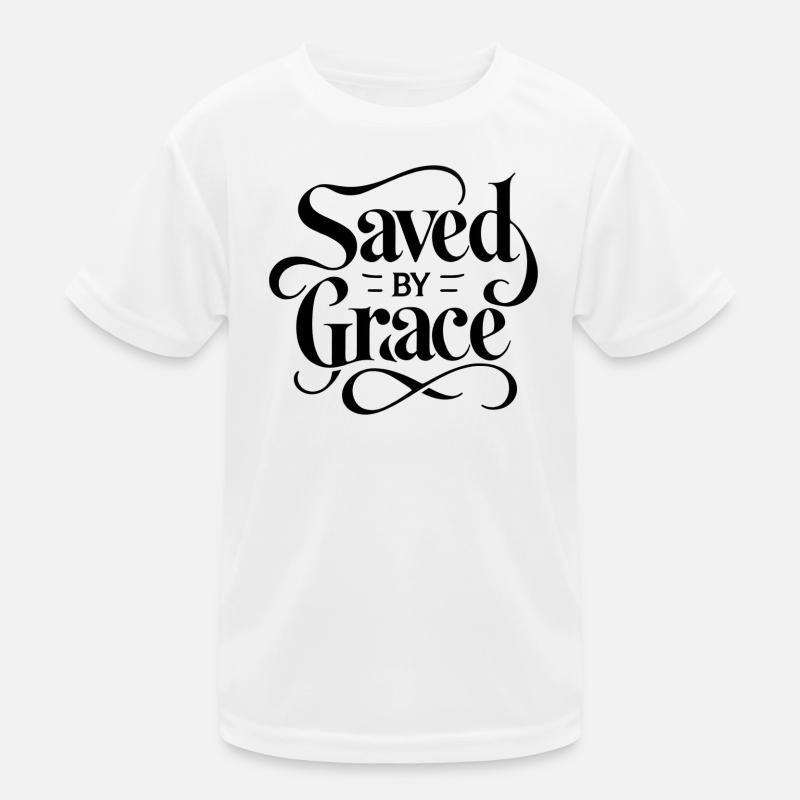 Saved by Grace Lettering Design Kids Functional T-Shirt