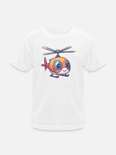 Lächelnder Hubschrauber - Kinder Funktions-T-Shirt - Weiß