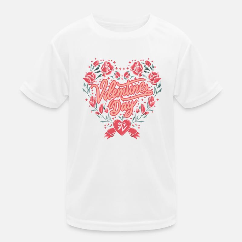 Valentinstag Romantisches Blumenherz Kinder Funktions-T-Shirt