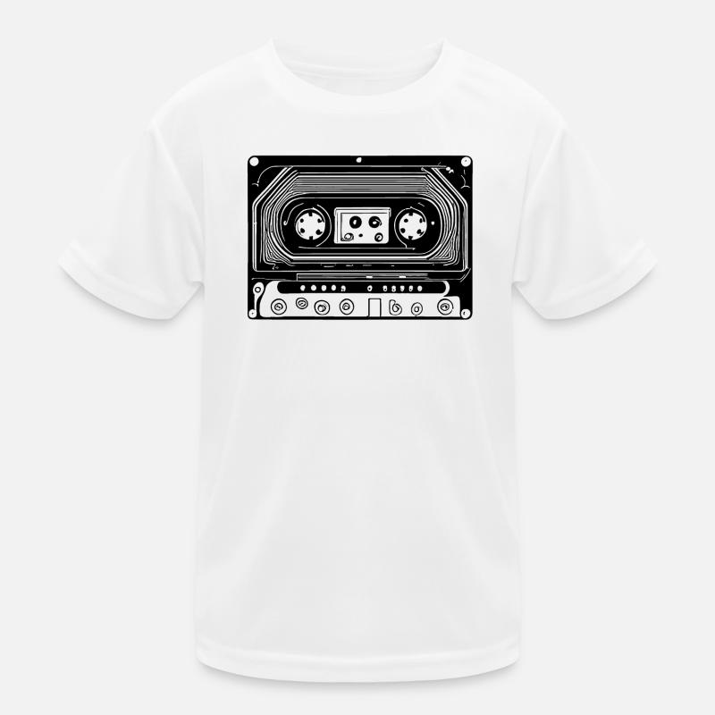 Cassette audio design rétro noir T-shirt sport Enfant