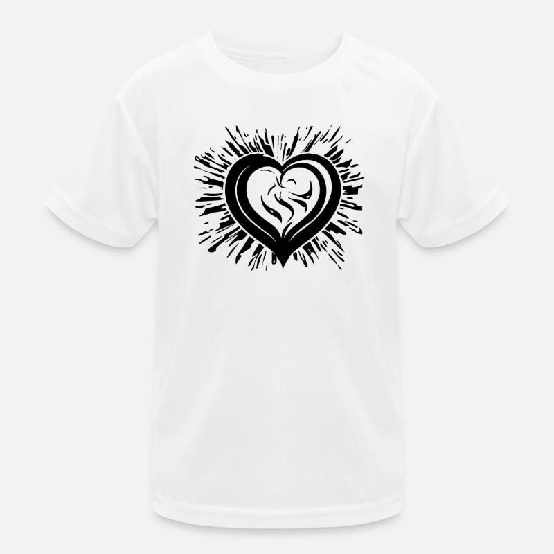 Curved heart with rays Kids Functional T-Shirt