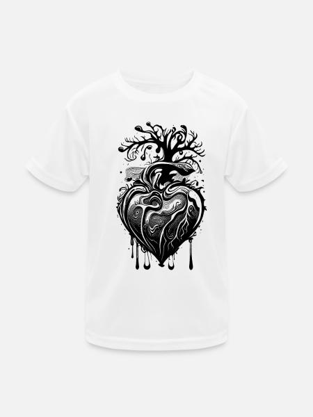 Herz mit Wurzeln und Ästen - Kinder Funktions-T-Shirt - Weiß - Vorne