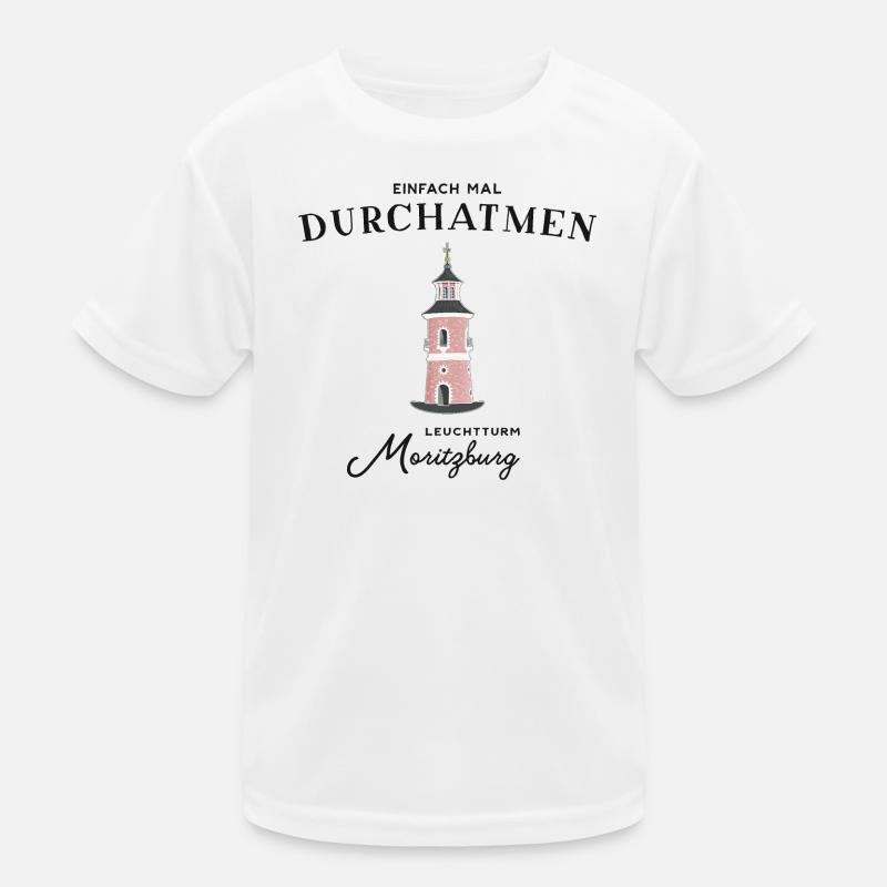 Moritzburg in Sachsen, Leuchtturm Handzeichnung Kinder Funktions-T-Shirt