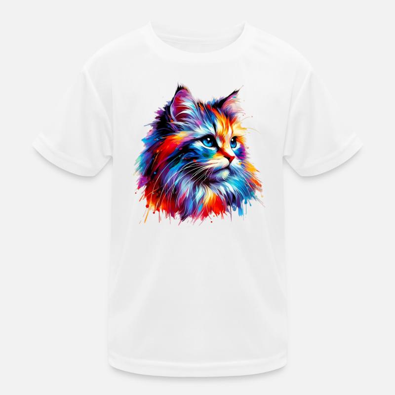 Katze - Kinder Funktions-T-Shirt - Weiß