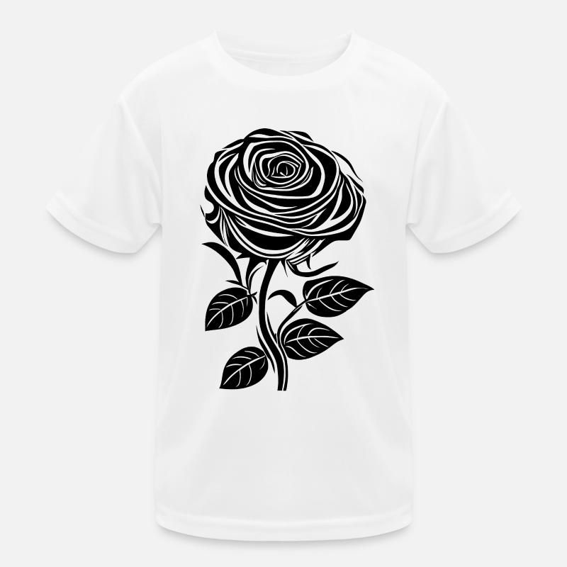 Romantische Rose in schwarz Kinder Funktions-T-Shirt