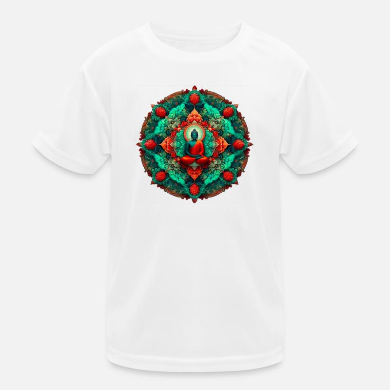 Mandala Buddha teal Kids Functional T-Shirt