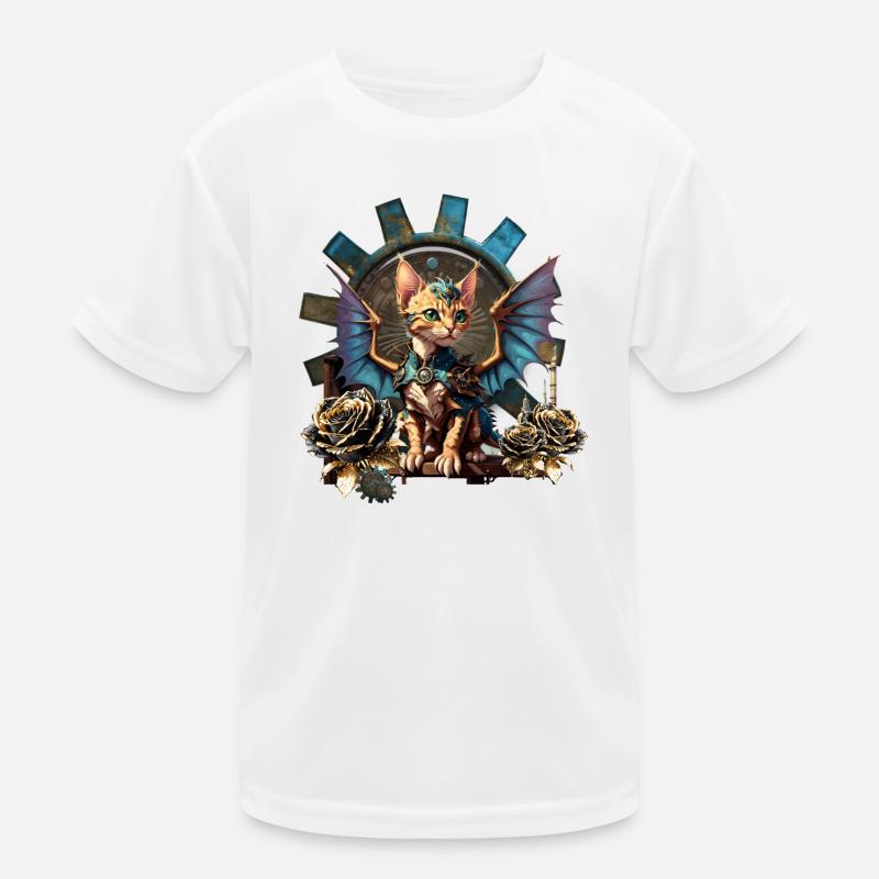 Wunderbare Fantasy-Steampunk-Katze. Kinder Funktions-T-Shirt