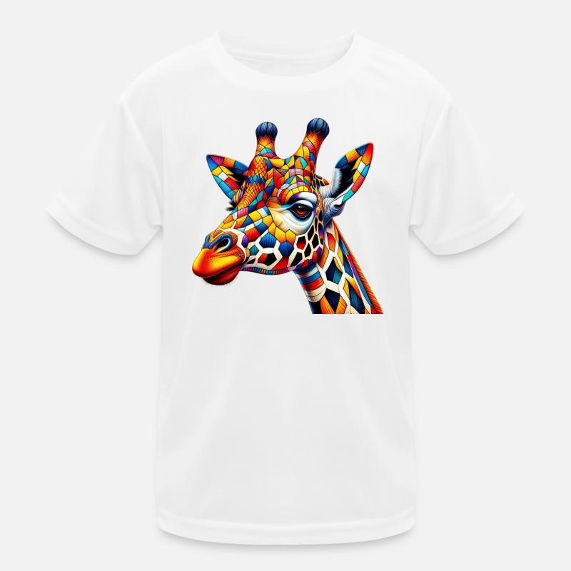 Giraffe colored and painted like Harlequin Kids Functional T-Shirt