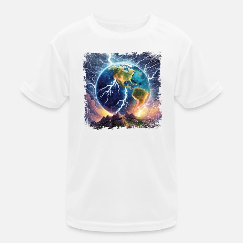 Globe strewn with lightning Kids Functional T-Shirt