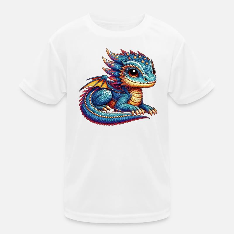 Drache - Kinder Funktions-T-Shirt - Weiß
