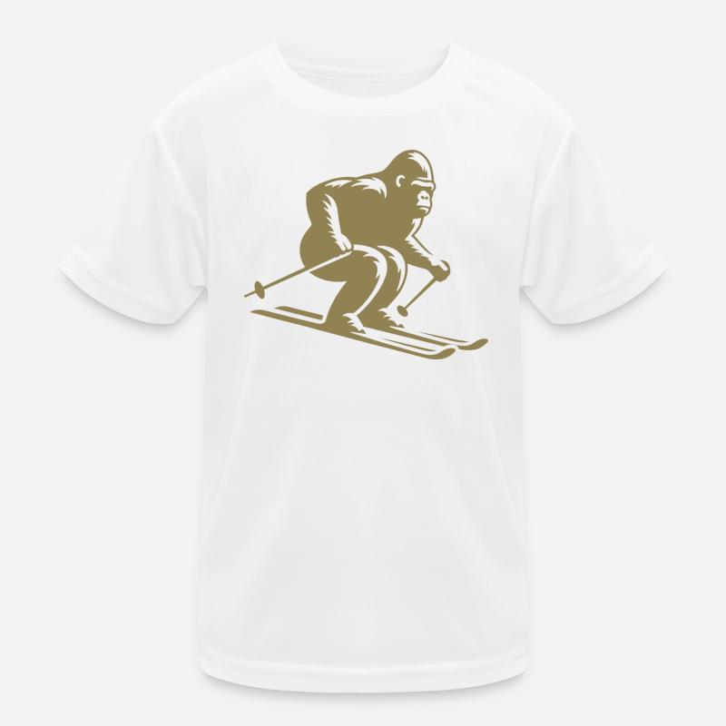 Affe Gorilla Schimpanse Ski Silhouette Design Kinder Funktions-T-Shirt