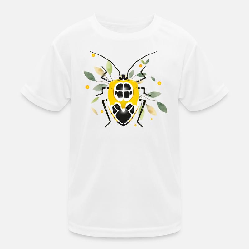 Runibia decorata Krabbeltier Gelb Schwarz mit Laub Kinder Funktions-T-Shirt