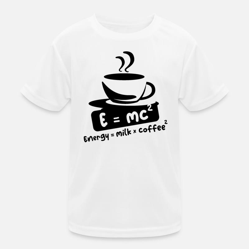 E= mc2 Kaffee lustige Sprüche Einstein Cafe Logo Kinder Funktions-T-Shirt