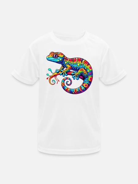Gecko - Kinder Funktions-T-Shirt - Weiß