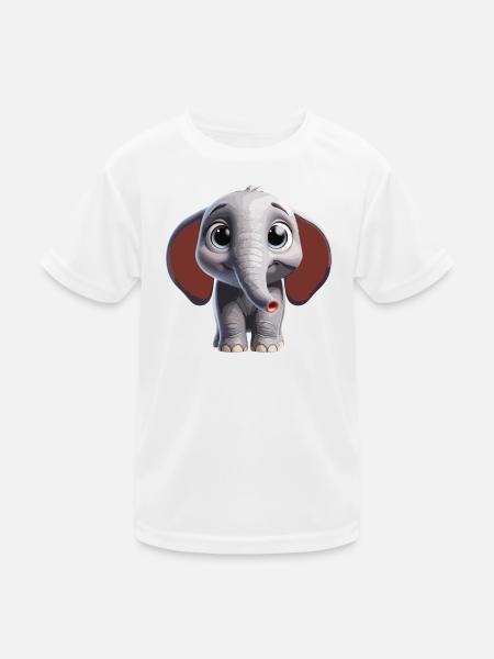 Cute Elephant Art Design - Kids Functional T-Shirt - white - Front